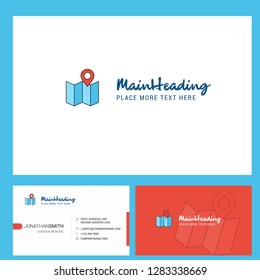 Map  Logo design with Tagline & Front and Back Busienss Card Template. Vector Creative Design