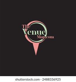 Map logo in light green and pink on a black background