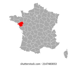 Map of Loire-Atlantique in France on white