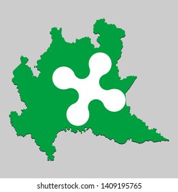 Map of Lombardy is a state Italy with flag. Vector Illustration