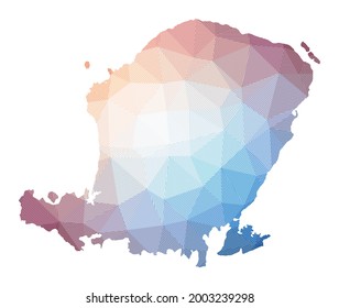Karte von Lombok. Low-Poly-Illustration der Insel. Geometrisches Design mit Streifen. Technologie, Internet, Netzkonzept. Vektorgrafik.