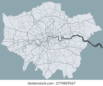 Map of London city with streets
