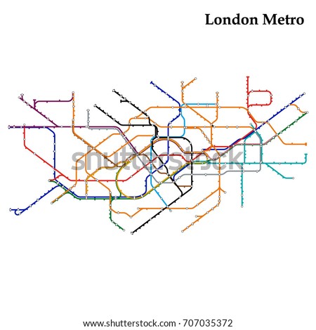 Map of the London metro, Subway, Template of city transportation scheme for underground road. Vector illustration.