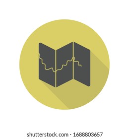 map long shadow icon. Simple glyph, flat vector of web icons for ui and ux, website or mobile application