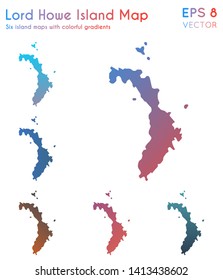 Map of Lord Howe Island with beautiful gradients. Astonishing set of island maps. Posh vector illustration.