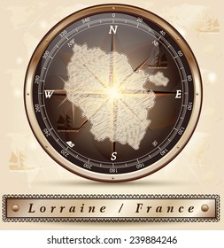 Map of lorraine with borders in bronze