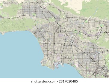 Map of Los Angeles, California, USA