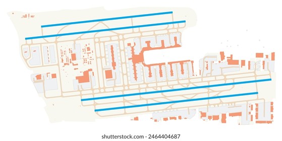 Map of Los Angeles International Airport (United States of America). IATA-code: LAX. Airport diagram with runways, taxiways, apron, parking areas and buildings. Map Data from OpenStreetMap.