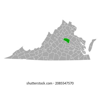 Map of Louisa in Virginia on white