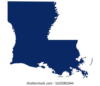 Map of Louisiana in blue colour