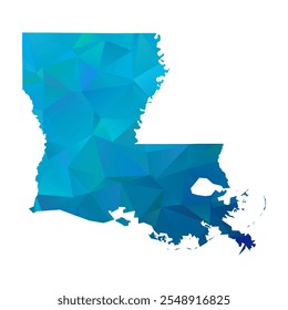 Map of Louisiana - Blue Polygonal Design For Your. Vector illustration eps 10.