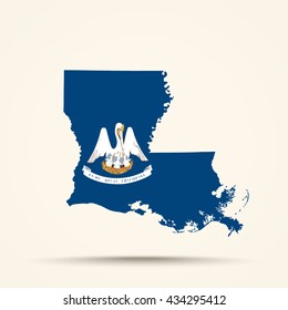 Map of Louisiana in Louisiana flag colors