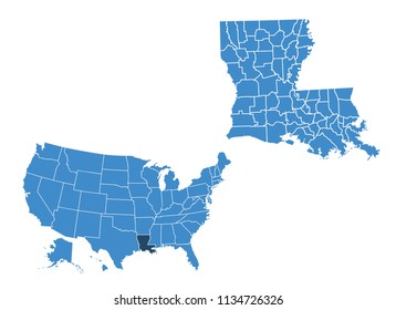 Map of Louisiana state