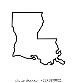 Map of Louisiana is a state of United States. Editable stroke. Vector illustration.