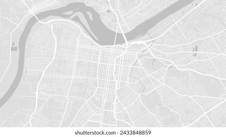 Map of Louisville, Kentucky, USA. Detailed city vector map, metropolitan area. Streetmap with roads and water.