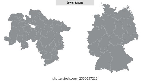 mapa del estado de Baja Sajonia de Alemania y ubicación en el mapa alemán