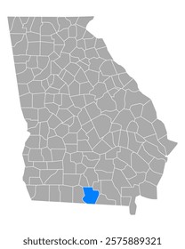 Map of Lowndes in Georgia on white