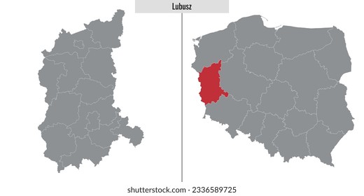 map of Lubusz voivodship province of Poland and location on Polish map