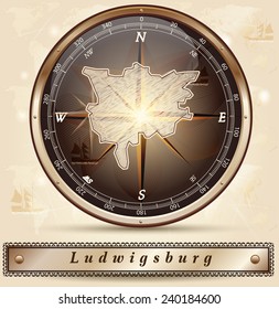 Map of Ludwigsburg with borders in bronze