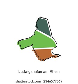 Karte von Ludwigshafen Am Rhein, Vektordesign-Vorlage, Landesgrenzen und wichtige Städte - Design