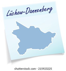 Map of Luechow-Dannenberg as sticky note in blue