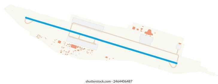 Map of Lungi International Airport (Sierra Leone). IATA-code: FNA. Airport diagram with runways, taxiways, apron, parking areas and buildings. Map Data from OpenStreetMap.