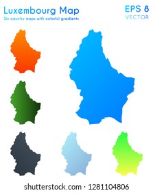 Map of Luxembourg with beautiful gradients. Alive set of Luxembourg maps. Marvelous vector illustration.