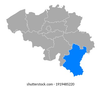 Map of Luxembourg in Belgium on white