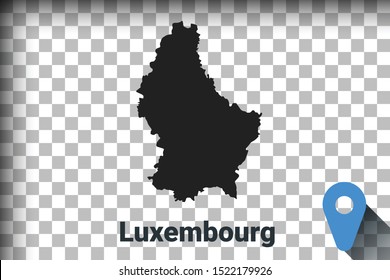 Map of Luxembourg, black map on a transparent background. alpha channel transparency simulation in png. vector illustration