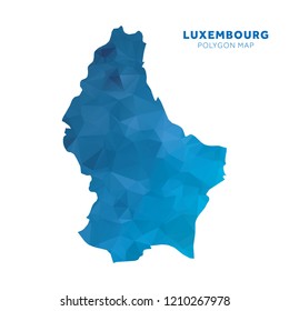 Map of Luxembourg. Blue geometric polygon map.