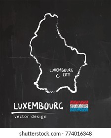 Map of Luxembourg, Chalk sketch vector illustration