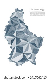 Map of Luxembourg connection. Vector low-poly image of a global map with lights in the form of cities or population density, consisting of points and shapes and space.Easy to edit