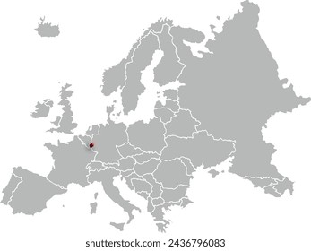 map of LUXEMBOURG with the countries of EUROPA 3d isometric