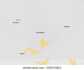 Map of Luxembourg. Map is drawn in high detail and for clarity shows only major cities. Country is drawn with neighboring countries.