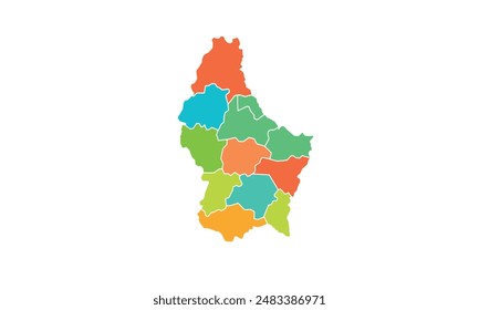 Map of Luxembourg isolated modern colorful style. for website layouts, background, education, precise, customizable, Travel worldwide, map silhouette backdrop, earth geography, political, reports. 