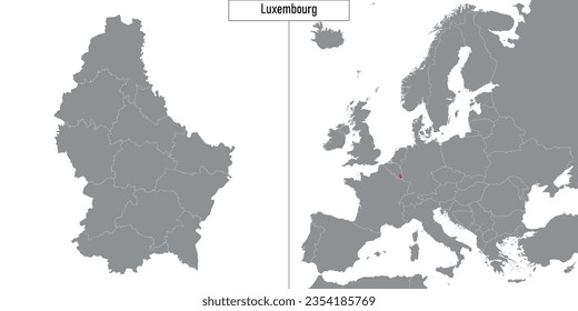 map of Luxembourg and location on Europe map. Vector illustration