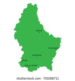 map of Luxembourg with main cities