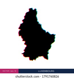 Map of Luxembourg in multicolor style on the border vector design template