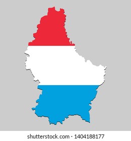 Map of Luxembourg with national flag. Vector Illustration.