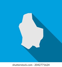 Mapa de Luxemburgo sobre fondo azul con gran sombra