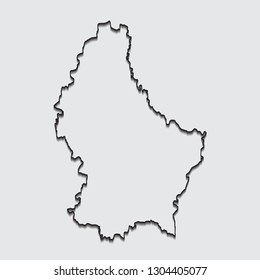 Map of Luxembourg with shadow on gray background.eps10 