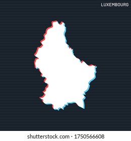 Mapa de la plantilla de diseño de vectores luxemburguesa sobre fondo oscuro.