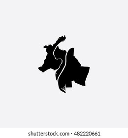 Map of Lyon City Vector Illustration