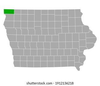 Map of Lyon in Iowa on white