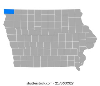 Map of Lyon in Iowa on white