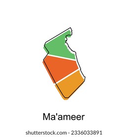 Map of Ma'ameer geometric with outline modern design template, World Map International vector template with outline graphic sketch style isolated on white background