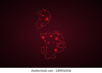 Map of Macao. Wire frame 3D mesh polygonal network line, design sphere, dot and structure. communications map of Macao. Vector Illustration EPS10. - Vector
