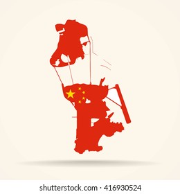 Map of Macau in China flag colors