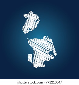 Map of Macau, Drawing map on blackboard of Macau. drawn on chalkboard with scribbled map of Macau can be use for education. vector illustration.
