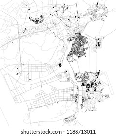 Map Of Macau, Macao, Satellite View, Black And White Map. Street Directory And City Map. China